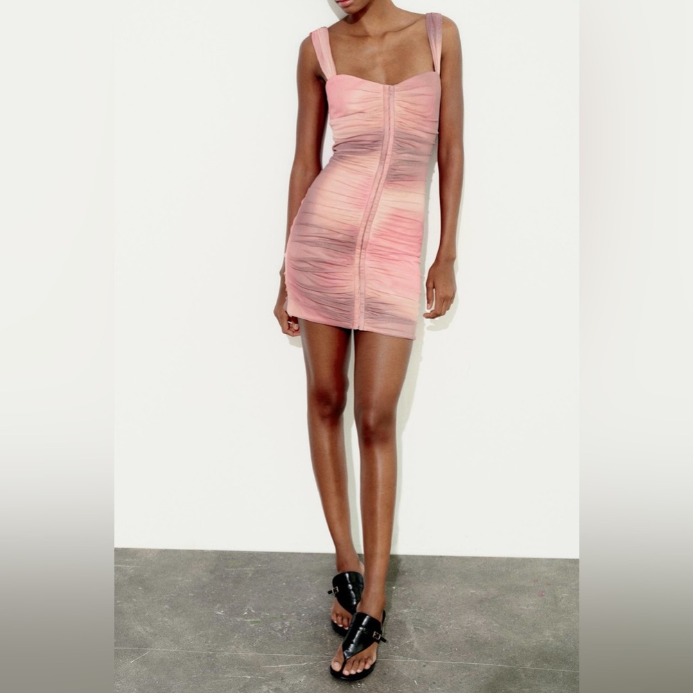 Zara Short Printed Tulle Dress